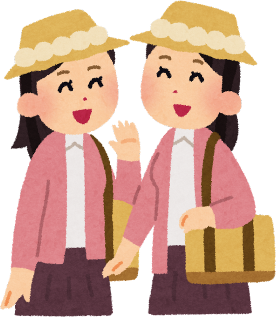 Illustration of Smiling Female Twins in Matching Outfits